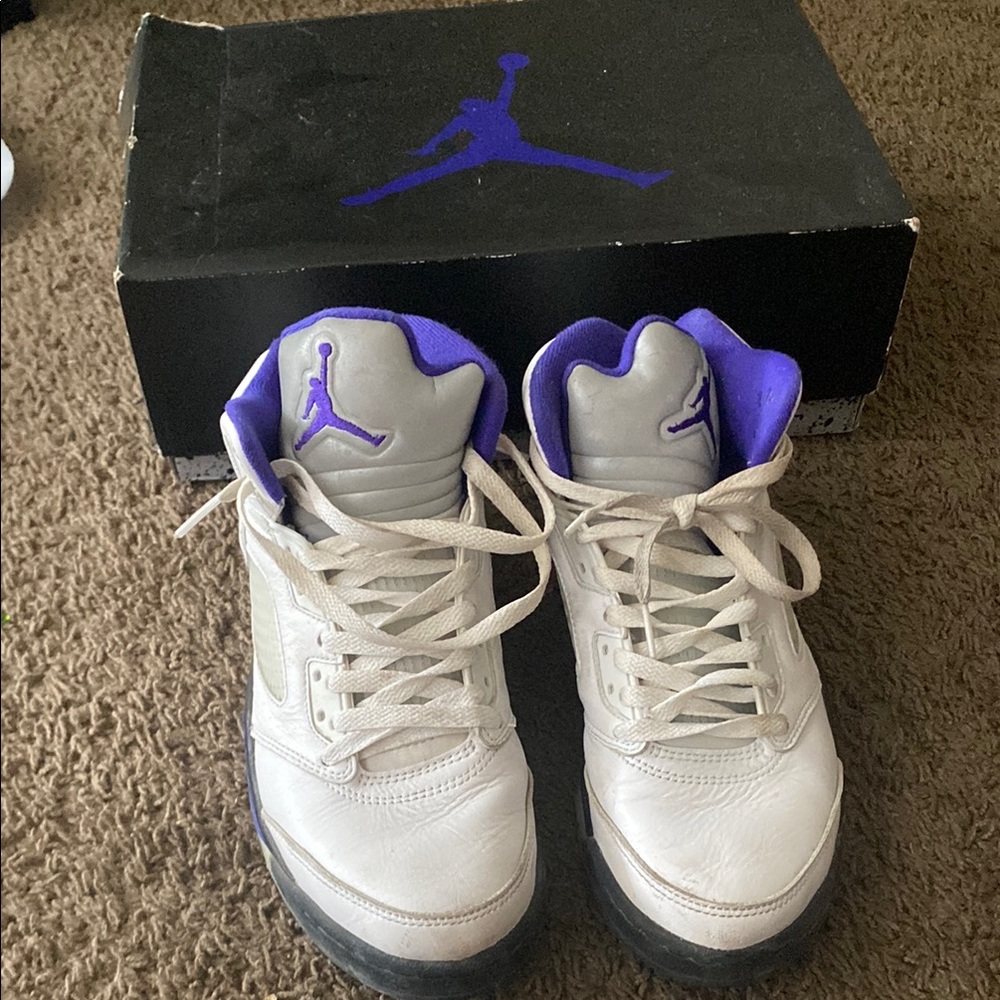 Air Jordan White and Purple Sneakers